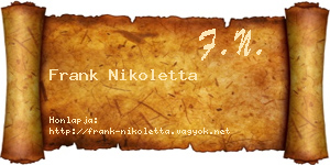 Frank Nikoletta névjegykártya